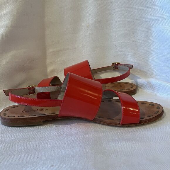 Boden Red‎ Patent Leather Flat Heel Open Toe Sandals, Women’s Size 38/ 7.5 - Picture 9 of 11
